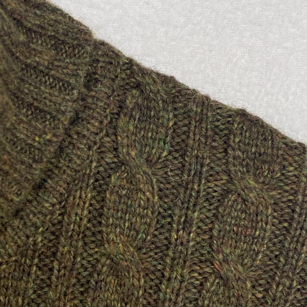 UNIQLO Sweater Mens L Wool Blend Cable Turtleneck Pullover Jumper Green - Picture 7 of 11